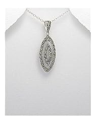Marcasite Pendant Necklace In 92.5 Sterling Silver