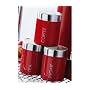 NEW RETRO RED ENAMEL TEA/COFFEE/SUGAR CANISTER SET