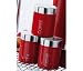 NEW RETRO RED ENAMEL TEA/COFFEE/SUGAR CANISTER SET
