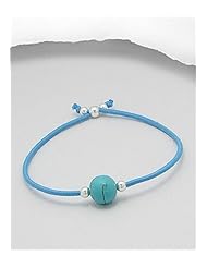 Light Sky Blue Stretch bracelet In Sterling Silver Bracelet