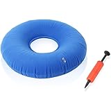 Dr. Frederick's Original Donut Cushion - 15" Inflatable Ring Cushion - Hemorrhoid Treatment, Bed Sores, Coccyx & Tailbone Pain, Pilonidal Cyst, Perineal Pain, Child Birth, Prostatitis, etc - Blue