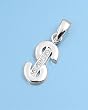Sterling Silver Pendant - Dollar Sign - Clear Cubic Zirconia - 14mm Height