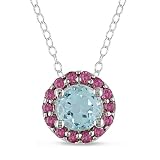 1 ct.t.w. Blue Topaz and Pink Tourmaline Pendant in Silver