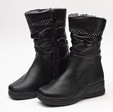 Ladies Winter Fashion Boots Zip Up Faux Fur Lining Black Size UK 5 EU 38 New