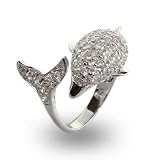 Sparking Diamond CZ Dolphin Wrap Cocktail Ring