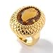 14K Gold Cognac Quartz Textured Border Electroform Ring