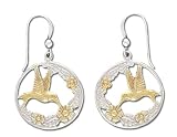 Solid Sterling Silver e-motions Two-Tone Hummingbird Earrings