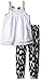 Calvin Klein Girls' Dotted Swiss Tunic with Printed Novelty Knit Pants, Black/White, 3T