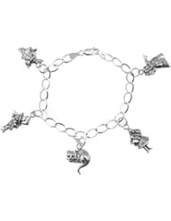 Kitchen: Alice in Wonderland 5 Charm Sterling Silver Bracelet - Hand and Hammer