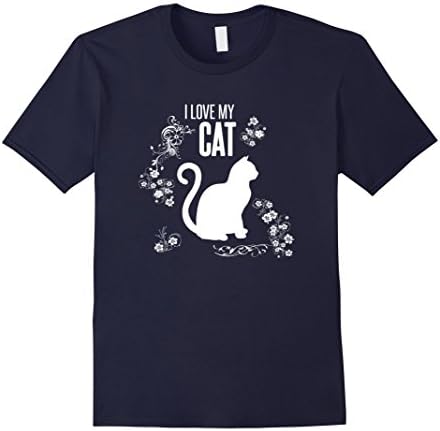 Men's I Love My Cat Shirt - Love Cats T Shirt Medium Navy