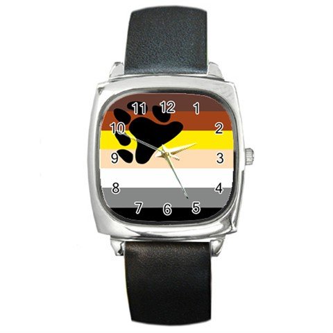 Square Metal Watch of Bear Gay Pride Flag Logo