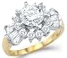 Solid 14k Yellow and White Gold Engagement Cluster CZ Cubic Zirconia Ring 2.0 ct
