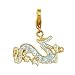 14K Gold 1/10ct HI Diamond Dragon Spring Ring Charm