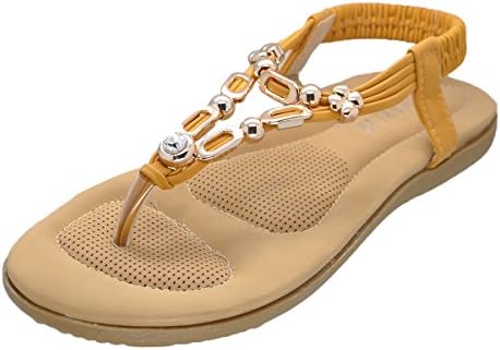 Sharlir Women's Embellished Open Toe Comfort Cushioned Elastic Ankle Strap Sandals (5 B(M) US, X3)