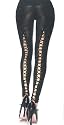 Black Wet Look Leggings with Lace up back