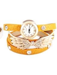 Yellow Fashion Wing Crystal Rhinestone Women Bracelet Leather Quartz Watch DDStore