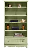 French Country Open Bookcase Five Shelf Sage