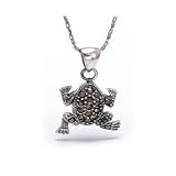 Happy Frog Thai Silver Marcasite Pendant with FREE 925 Sterling Silver Chain