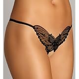 Sheer Crotchless Panty Sexy Lingerie Intimate Apparel with Butterfly Appliqu� Pearl and Sequined Detail