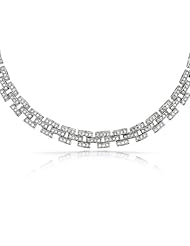Bling Jewelry Great Gatsby Inspired Pave CZ Square Link Deco Bridal Necklace