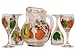 ArtisanStreets Sangria Wine Set. Hand Painted 5-Piece Hand Painted Set Features Pitcher And Four Glasses. Design Of Colorful Fruit Includes Cherries, Peaches, Pears Apples. Made To Order, Signed By Artisan.
