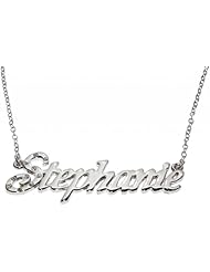 Name Necklaces Stephanie - Personalized Necklace White Gold Plated 18K, Belcher Chain, 2mm Thick