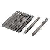 uxcell 六角ドライバービット 磁気 シルバーグレー 6mm六角シャンク ハンドツール 10個入り