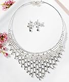 Adjustable Collar Bib of Clear Crystals