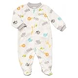 Carter's （カーターズ）白ベース動物さん柄マイクロフリースMicrofleece 9ヶ月 9M (67-72cm) 足つきロンパース カバーオール & パジャマ [並行輸入品]