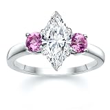 1.50 CT MARQUISE DIAMOND W ROUND PINK SAPPHIRE RING 18K