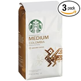 Starbucks Colombian Coffee, Ground, 12-Ounce Bags (Pack of 3)