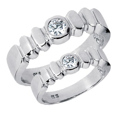 0.4 Ct Diamond Wedding Band Set Engagement Ring Round Bezel 14k White Gold