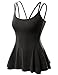 Doublju Women Casual Strap Designed Sleeveless Flare Top