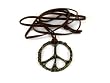 Brass Peace Sign Pendant in Twisted Tree Branch Design with Leather Necklace
