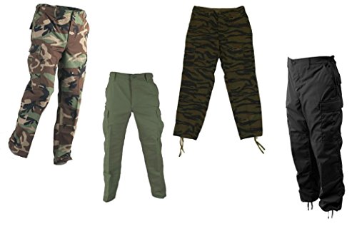 Military Men's 100% Cotton Rip Stop BDU Cargo Pants, Made in USA