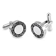 Stainless Steel Cufflinks With Black Enamel Inlay and Laser Carved Design