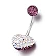 Pugster Belly Ring Clear Crystal Heart Belly Navel Ring