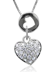 14k White Gold Heart Diamond Pendant Necklace (Hi, I1-I2, 0.20 carat)