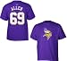 Mens Minnesota Vikings #69 Jared Allen Purple Name & Number Tshirt - 2XL