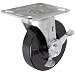 E.R. Wagner Plate Caster, Swivel with Pinch Brake, Polyolefin Wheel