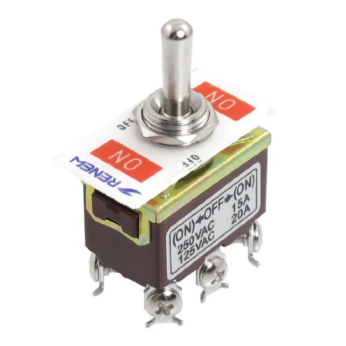 uxcell AC 250V/15A 125V/20A ON/OFF/ON 3 Position DPDT Momentary Toggle Switch
