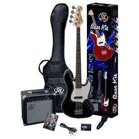 SX BG2K BK w/BA1565 Bass Guitar Package with Bass, Amp, Carry Bag, Instructional DVD, and Strap