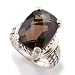 Sterling Silver / 14K Cushion Cut Smokey Quartz & Diamond Ring