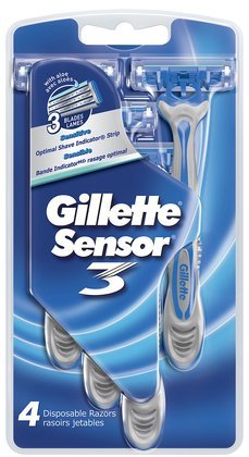 Gillette Sensor3 Sensitive Disposable Razors-4 ct (Pack of 4)