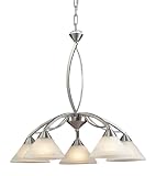 Elk 7636/5 5-Light Chandelier In Satin Nickel and Marbleized White Glass