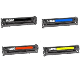 4 Pack Non-OEM Toner Cartridges for HP Color LaserJet CP1215 CP1515n CP1518ni CM1312nfi CM1312 MFP CB540A CB541A CB542A CB543A