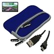 Premium Blue Glove Series Carrying Case + Clear Screen Protector + USB Data Cable for Garmin Nuvi 1450 1450LMT