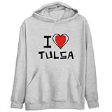 I Love Tulsa US Cities Mens Hoodie (Heather Gray, Sizes X-Small - XXX-Large)