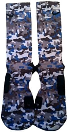 League Ready Customs Men's Blue and Gray Camo Custom Elite Socks Large Blue and Gray