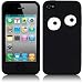 Iphone 4 4G S schwarz/ weiß eyes Silikon Hülle inkl. gratis Schutzfolie Teil der ConsumerStore.de Zubehör Kollektion